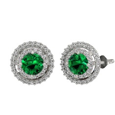 Yeşil kuvars ve swarovski 8 ayar beyaz altın küpe