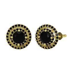 Lyra Küpe - Siyah zirkon 14 ayar altın küpe #emmd3g