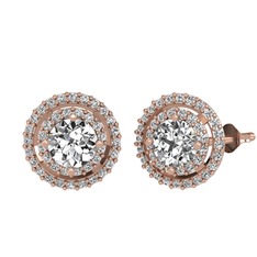 Lyra Küpe - Pırlanta ve swarovski 14 ayar rose altın küpe (1.84 karat) #eqpvj9