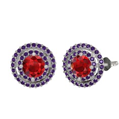 Lyra Küpe - Garnet ve ametist 925 ayar gümüş küpe #eqxx6k