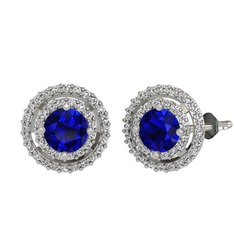 Lyra Küpe - Lab safir ve swarovski 14 ayar beyaz altın küpe #gqa7zu