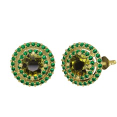 Peridot ve yeşil kuvars 925 ayar altın kaplama gümüş küpe