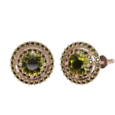Lyra Küpe - Peridot 925 ayar rose altın kaplama gümüş küpe #heb5t5