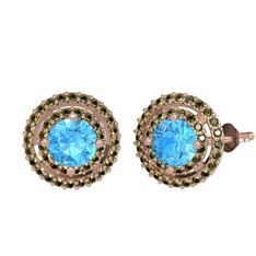 Lyra Küpe - Akuamarin ve peridot 18 ayar rose altın küpe #i31czs