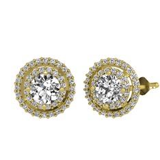 Lyra Küpe - Pırlanta ve swarovski 18 ayar altın küpe (1.84 karat) #icrcs3