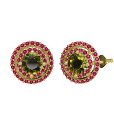 Lyra Küpe - Peridot ve rodolit garnet 18 ayar altın küpe #iffx9q