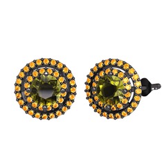 Lyra Küpe - Peridot ve sitrin 925 ayar siyah rodyum kaplama gümüş küpe #iq82q5