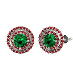 Lyra Küpe - Yeşil kuvars ve garnet 8 ayar beyaz altın küpe #irrcun