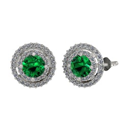 Lyra Küpe - Yeşil kuvars ve pırlanta 18 ayar beyaz altın küpe (0.702 karat) #jhrzzq