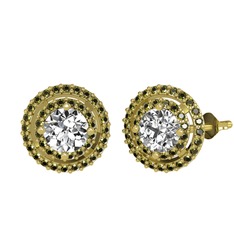 Swarovski ve peridot 14 ayar altın küpe