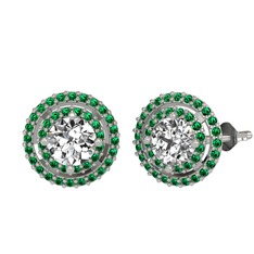 Lyra Küpe - Swarovski ve yeşil kuvars 14 ayar beyaz altın küpe #jx2yjh