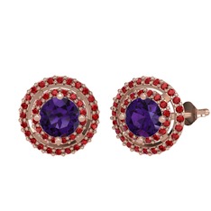 Lyra Küpe - Ametist ve garnet 8 ayar rose altın küpe #l6w1mx