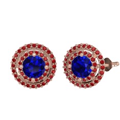 Lyra Küpe - Lab safir ve garnet 18 ayar rose altın küpe #l9j4dx