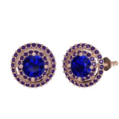 Lyra Küpe - Lab safir ve ametist 14 ayar rose altın küpe #lttsnp