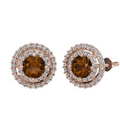 Lyra Küpe - Dumanlı kuvars ve swarovski 14 ayar rose altın küpe #m9yqqs