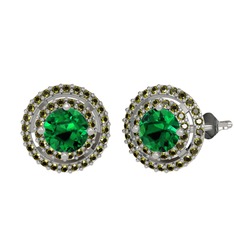 Yeşil kuvars ve peridot 18 ayar beyaz altın küpe