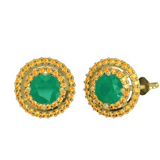 Lyra Küpe - Kök zümrüt ve sitrin 18 ayar altın küpe #mtocrv