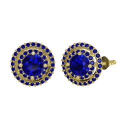 Lab safir 925 ayar altın kaplama gümüş küpe