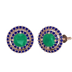 Lyra Küpe - Kök zümrüt ve lab safir 8 ayar rose altın küpe #njik7f