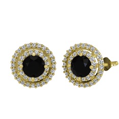 Siyah zirkon ve beyaz zirkon 18 ayar altın küpe