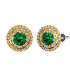 Lyra Küpe - Yeşil kuvars ve sitrin 925 ayar gümüş küpe #ptrntz