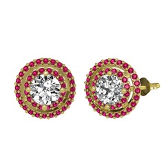 Lyra Küpe - Swarovski ve rodolit garnet 18 ayar altın küpe #qvcbdi