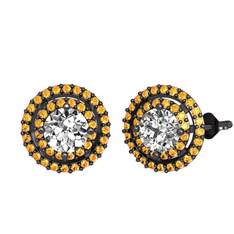 Lyra Küpe - Swarovski ve sitrin 925 ayar siyah rodyum kaplama gümüş küpe #r4ikc5
