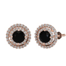 Siyah zirkon ve swarovski 14 ayar rose altın küpe