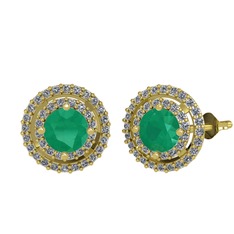 Lyra Küpe - Kök zümrüt ve pırlanta 14 ayar altın küpe (0.702 karat) #s49880