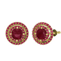 Lyra Küpe - Kök yakut ve rodolit garnet 18 ayar altın küpe #s8vx1u