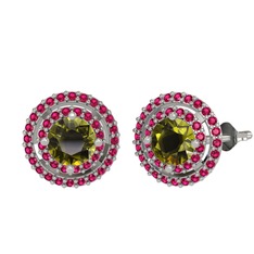 Peridot ve rodolit garnet 925 ayar gümüş küpe