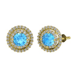 Lyra Küpe - Akuamarin ve swarovski 18 ayar altın küpe #v3zq8z