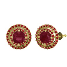 Kök yakut ve garnet 18 ayar altın küpe