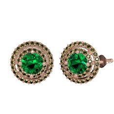 Yeşil kuvars ve peridot 18 ayar rose altın küpe
