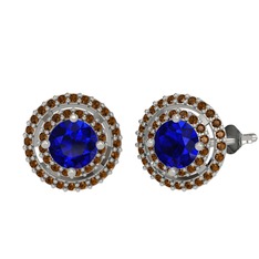 Lyra Küpe - Lab safir ve dumanlı kuvars 925 ayar gümüş küpe #wm9bme