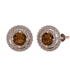 Lyra Küpe - Dumanlı kuvars ve pırlanta 925 ayar rose altın kaplama gümüş küpe (0.702 karat) #xov72f