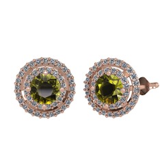 Lyra Küpe - Peridot ve pırlanta 925 ayar rose altın kaplama gümüş küpe (0.702 karat) #y1ju0k
