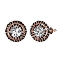 Lyra Küpe - Swarovski ve siyah zirkon 925 ayar rose altın kaplama gümüş küpe #y4arjy