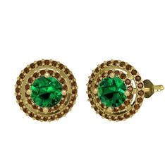 Lyra Küpe - Yeşil kuvars ve dumanlı kuvars 925 ayar altın kaplama gümüş küpe #yxkz79