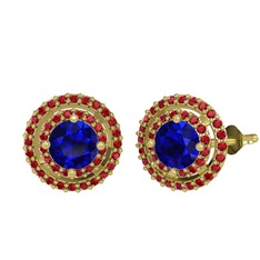 Lab safir ve garnet 8 ayar altın küpe