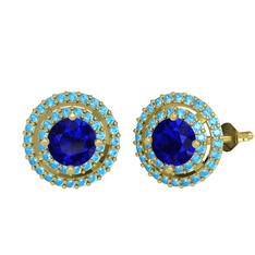 Lyra Küpe - Lab safir ve akuamarin 18 ayar altın küpe #zlyasr