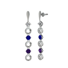 Leilani Küpe - Swarovski, lab safir ve ametist 8 ayar beyaz altın küpe #10av6fe
