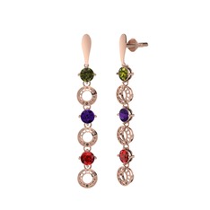 Leilani Küpe - Peridot, ametist ve garnet 18 ayar rose altın küpe #113dn5z