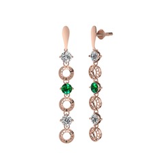 Leilani Küpe - Swarovski ve yeşil kuvars 925 ayar rose altın kaplama gümüş küpe #11w1w7o