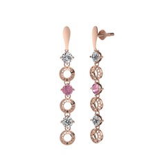 Leilani Küpe - Swarovski ve pembe kuvars 8 ayar rose altın küpe #12b1u4u