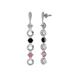 Leilani Küpe - Swarovski, siyah zirkon ve pembe kuvars 925 ayar gümüş küpe #12e72f6