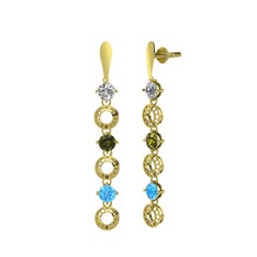 Leilani Küpe - Swarovski, peridot ve akuamarin 14 ayar altın küpe #12kdvr