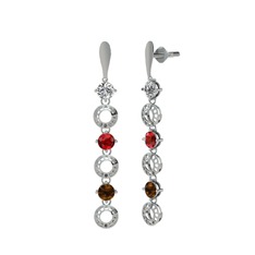 Leilani Küpe - Swarovski, garnet ve dumanlı kuvars 14 ayar beyaz altın küpe #12ke85b