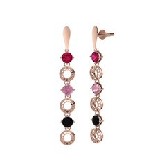 Leilani Küpe - Rodolit garnet, pembe kuvars ve siyah zirkon 18 ayar rose altın küpe #13lqm2f
