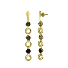 Peridot ve siyah zirkon 18 ayar altın küpe
